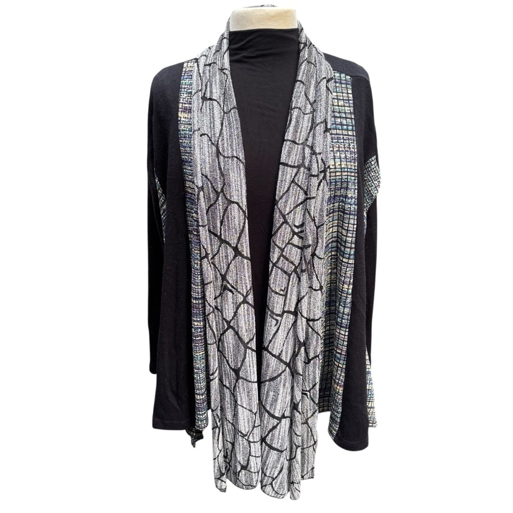 Boutique Boho Open Front Cardigan Geometric & Scales